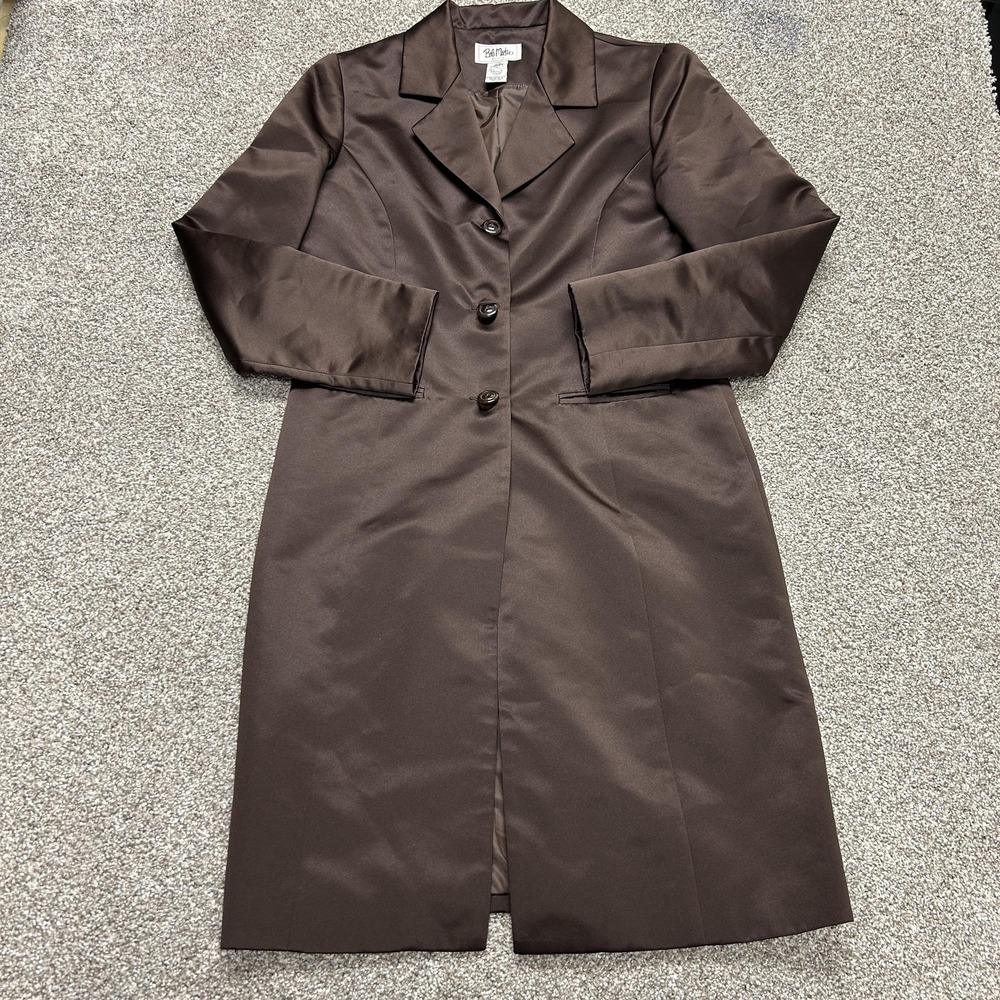 Vintage Bob Mackie Studio Blazer Jacket Womens 10 Brown Satin 3 Button Lined